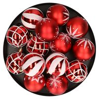 Gedecoreerde kerstballen - 25x stuks - 6 cm - rood - kunststof