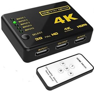 HDMI Switch 5 Poorts met Afstandsbediening Ultra HD 4K 3D