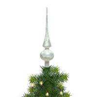Decoris Kerst piek - 1x - wit ijslak - 26 cm - glas - mat - kerstboompiek