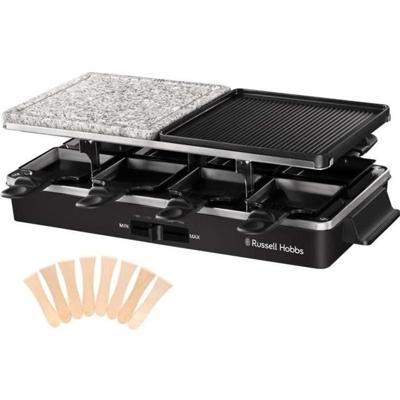 Russell Hobbs Raclette -apparaat - 26280-56 - 3 in 1 multifunctionele - 8 personen - 1400W - kooksteen - omkeerbare grill