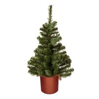 Mini kerstboom groen - in koper kunststof pot - 60 cm - kunstboom