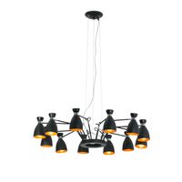 Retro hanglamp 12 armen zwart met chroom accent is een designlamp van Alex & Manel Llusca jaren 60
