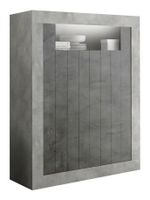 Opbergkast Urbino 144 cm hoog in grijs beton met oxid