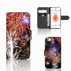 Apple iPhone 5 | 5s | SE Wallet Case met Pasjes Vuurwerk