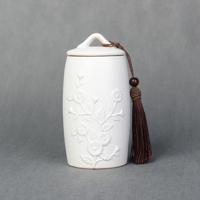 Chrysant patroon steengoed thee blikjes opslag tanks keramische thee set theeceremonie accessoires (wit)