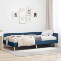 Hoekbedframe met Matras Anders met hoofdeinde 2 pcs Blauw Stof