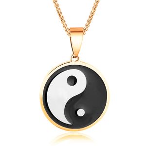 LGT Jewels heren ketting Edelstaal Yin Yang Goudkleurig