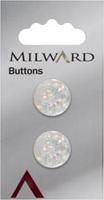 Milward Glitter Effect Knoop Wit 17mm (2 stuks)