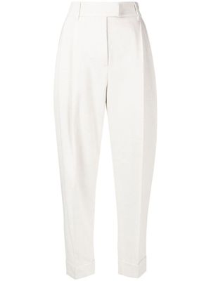 Brunello Cucinelli pantalon de tailleur court à taille haute - Blanc