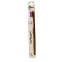 Tandenborstel bamboe medium paars 1 Stuks