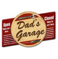 Dad&apos;s Garage Open When He&apos;s Here Heavy Zwaar Metalen Bord 58 x 39 cm