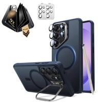 Galaxy S26 Ultra Bundle Classic Hybrid Magnetic Case (Stash Stand) and Armorite® Pro Privacy Screen Protector - Frosted Blue