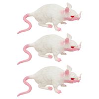 Stretchy nep rat 17 x 14 cm - 3x - wit - Horror/griezel thema decoratie