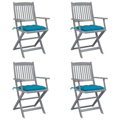 Tuinstoelen 4 st inklapbaar met kussens massief acaciahout