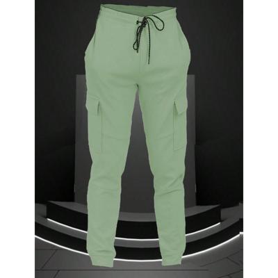 Men's Grey Cotton Cargo Jogger Pants with Drawstring Waist Green / S