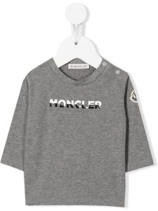 Moncler Enfant t-shirt en coton à logo imprimé - Gris