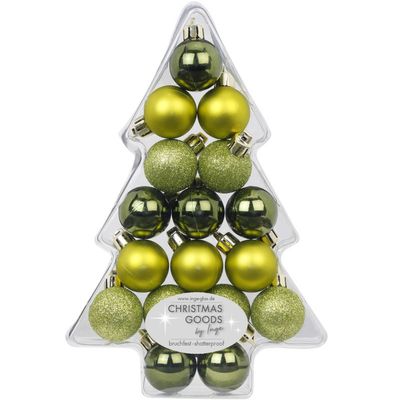 17x Kunststof groene kleine kerstballen pakket 3 cm - Kerstbal 17x Kunststof groene kleine kerstballen pakket 3 cm - Kerstbal