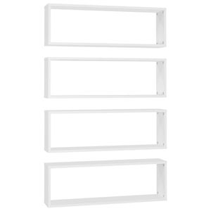 The Living Store Wandschap - wit - spaanplaat - 80 x 15 x 26.5 cm - inclusief 4x schap