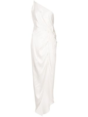 Michelle Mason robe en soie à détail noué - Blanc