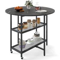 Opvouwbare Eettafel met Marmerlook Mobiele Klaptafel voor 2-4 Personen Keukentafel Zwart