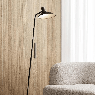 Staande lamp zwart E14 fitting schakelaar DFTP Darci 143 cm