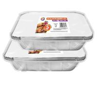 Meal prep - voedsel bewaar bakjes - Aluminium - 10x - 32 x 26 x 7 cm - met deksels