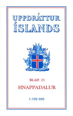Wandelkaart - Topografische kaart 25 Atlaskort Hnappadalur | Ferdakort