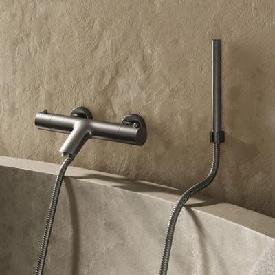 Badkraan SaniClear Iron Pro | Opbouw | Thermostaatkraan | Incl.Handdoucheset | 2-weg | 2-knops | Rond | Verouderd ijzer - Gunmetal