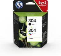 HP inktcartridge 304, 100-120 pagina's, OEM 3JB05AE, 1 x zwart en 1 x 3 kleuren