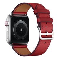 Bandje geschikt voor Apple Watch 38/40MM - Maat L - Horlogebandje - Polsband - Kunstleer - Rood - thumbnail