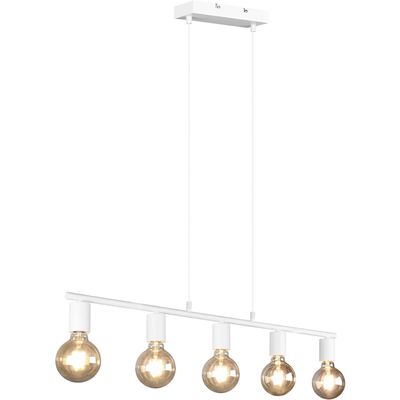 Led Hanglamp - Trion Zuncka - E27 Fitting - 5-lichts - Rechthoek - Mat Wit - Aluminium Led Hanglamp - Trion Zuncka - E27 Fitting - 5-lichts - Rechthoek - Mat Wit - Aluminium