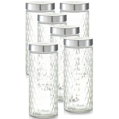 Zeller keuken voorraadpotten / bewaarpotten - 10x - 2000 ml - geruit glas - 11 x 27 cm