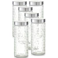 Zeller keuken voorraadpotten / bewaarpotten - 10x - 2000 ml - geruit glas - 11 x 27 cm
