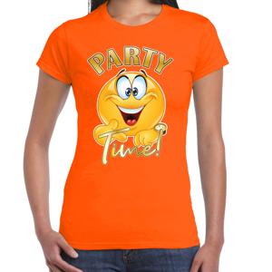 Foute party t-shirt voor dames - Emoji Party - oranje - carnaval/themafeest