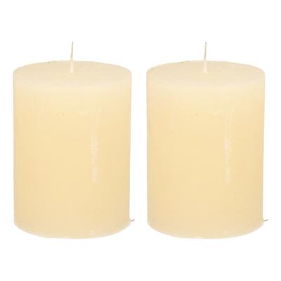 Stompkaars - 2x - ivoor wit - 7 x 9 cm - middel rustiek model - cilinderkaars - kaars Stompkaars - 2x - ivoor wit - 7 x 9 cm - middel rustiek model - cilinderkaars - kaars