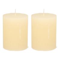 Stompkaars - 2x - ivoor wit - 7 x 9 cm - middel rustiek model - cilinderkaars - kaars