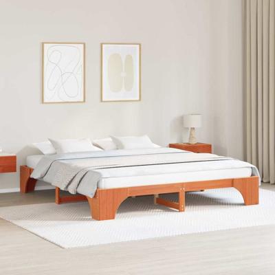 Gewaxte Bruin Bedbodem 200x200 cm Massief Grenen Hout