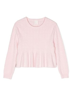 Givenchy Kids t-shirt froncé à logo en jacquard - Rose