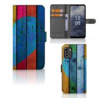 Nokia G60 | Book Style Case | Wood Heart - Cadeau voor je Vriend