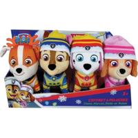 Doos met 4 knuffels - JEMINI - PAW PATROL - Chase, Marcus, Ruben en Stella - +/- 12 cm