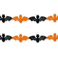 Set van 2x stuks halloween/Horror vleermuizen slinger oranje/zwart 3 meter