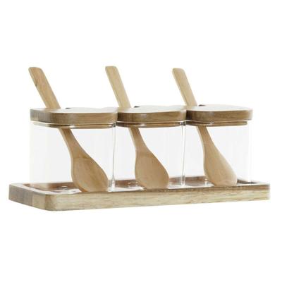 Set van 3 Potjes DKD Home Decor Multicolour Transparant Natuurlijk 150 ml 20,5 x 8 x 1,5 cm
