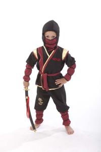 Ninja Kostuum Zwart/Goud/Rood Kind