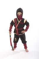Ninja Kostuum Zwart/Goud/Rood Kind - thumbnail