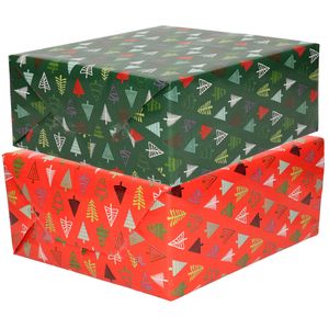 10x Rollen Kerst inpakpapier/cadeaupapier bomen 2,5 x 0,7 meter - Cadeaupapier