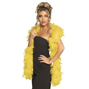 Carnaval verkleed boa met veren - geel - 180 cm - 80 gram - Glitter and Glamour