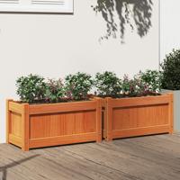 VidaXL Plantenbakken 2 st cm massief grenenhout wasbruin