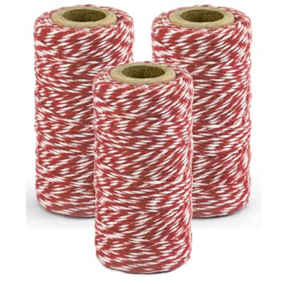 Rood/wit bakkerstouw - 3x - 50 meter - hobby materiaal - Baktouw/slagerstouw/bindtouw