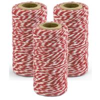 Rood/wit bakkerstouw - 3x - 50 meter - hobby materiaal - Baktouw/slagerstouw/bindtouw