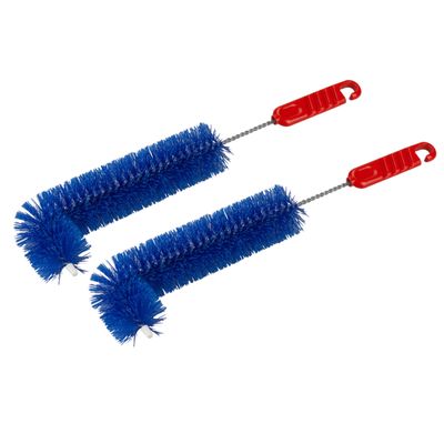 Set van 2x stuks kunststof radiatorborstels/verwarmingsborstels blauw L-vorm 36 cm Set van 2x stuks kunststof radiatorborstels/verwarmingsborstels blauw L-vorm 36 cm